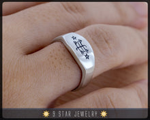 Load image into Gallery viewer, Sterling Silver Baha&#39;i Ring Stone Symbol Ring - Sizes 3 to 13