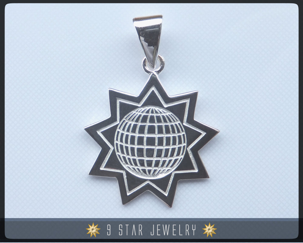 925 Sterling Silver 9 Star Baha'i Pendant (Baha'i World Congress, New York 1992)