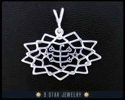 Sterling Silver 9 Star Baha'i Pendant w/ Ring Stone Symbol