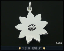 Load image into Gallery viewer, Sunflower - Sterling Silver 9 Star Bahai Pendant w/ simulated Blue Topaz - BPS12BT
