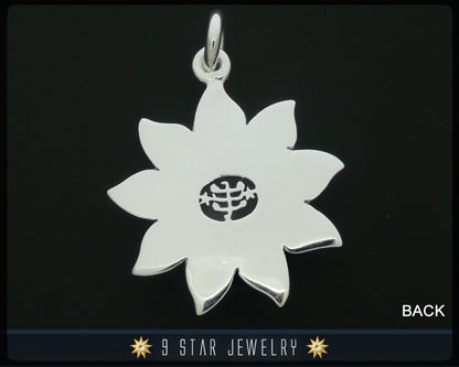 Sunflower - Sterling Silver 9 Star Bahai Pendant w/ simulated Amethyst (Color Changing Stone)