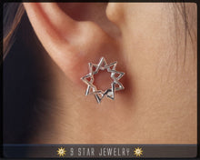 Load image into Gallery viewer, Sterling Silver Baha&#39;i 9 Star Stud Earrings bahai - BES3