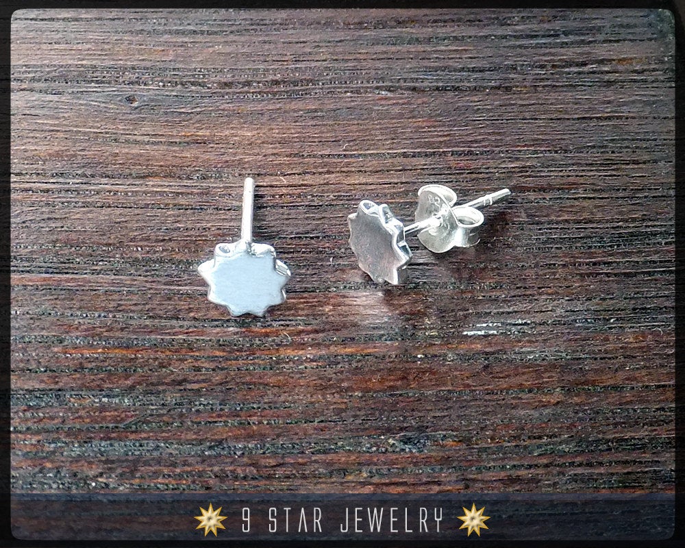 Baha'i Sterling Silver 9 Star Stud Earrings