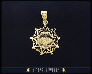 Gold Baha'i 9 Star Ringstone Symbol Pendant - (electroplate) - BPGP23